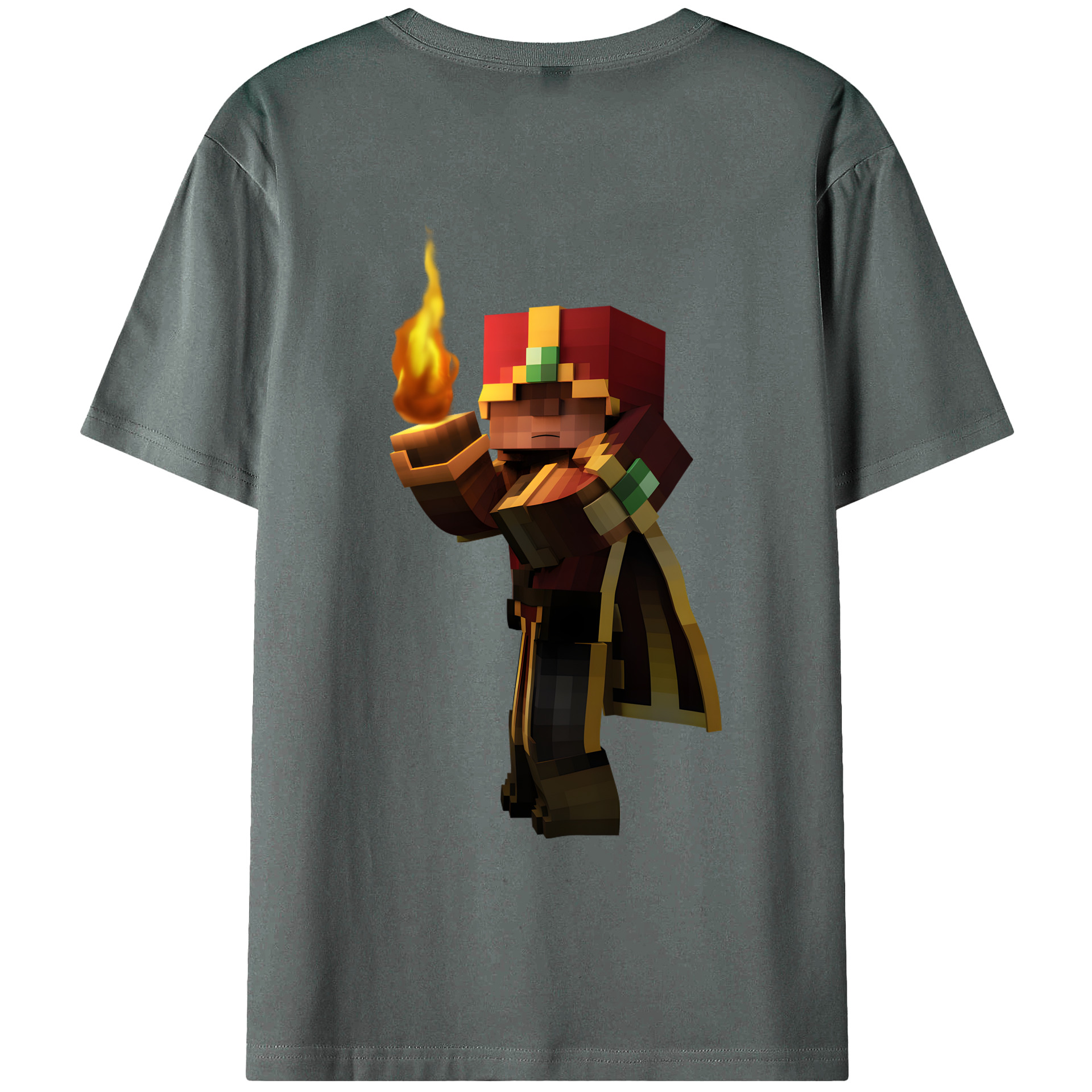 （画像用） マインクラフト ブロックの世界 Minecraft MC Block world 綿100％ メンズ半袖Tシャツ（バックプリント） 通気性